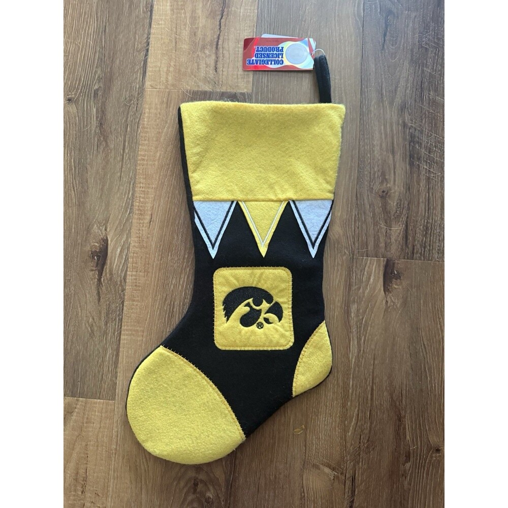 Iowa Hawkeyes Christmas Stocking Holiday 17"  Team ‎ Logo Black Yellow NWT